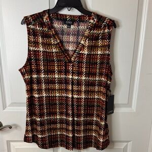Jones New York Vibrant Plaid Sleeveless Blouse